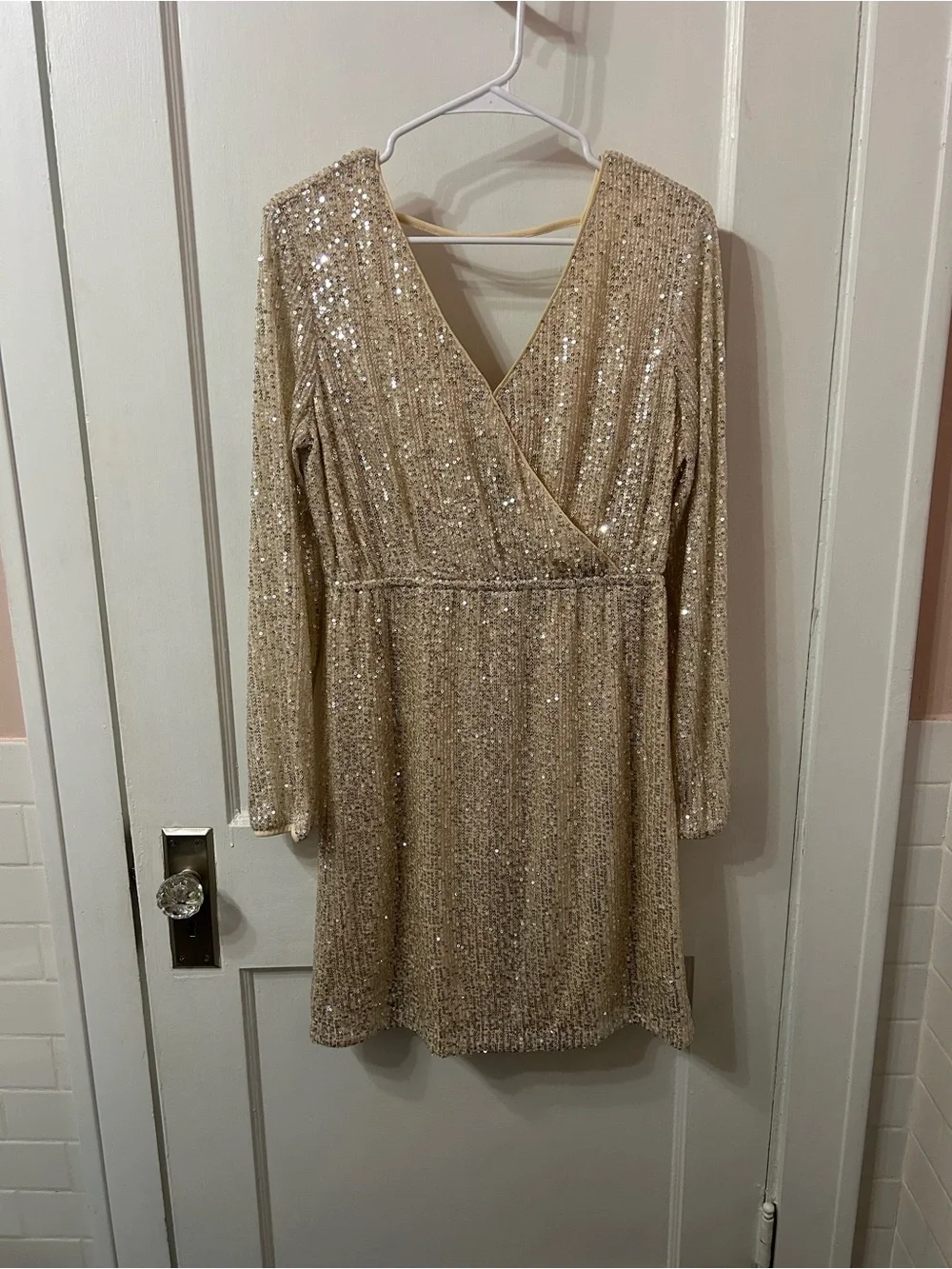Maurices Sequin Long-Sleeve Wrap Dress